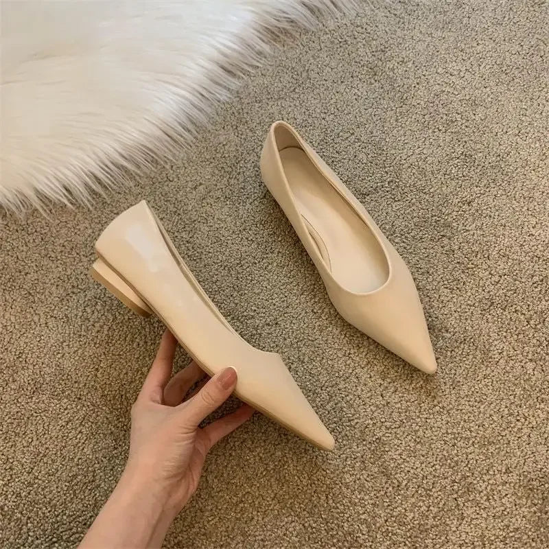 Women Low Heel Pumps Spring Autumn Pointed Shallow Mouth Soft Sole Single Shoe Ladies Work Shoes Female Solid Casual Heels Women