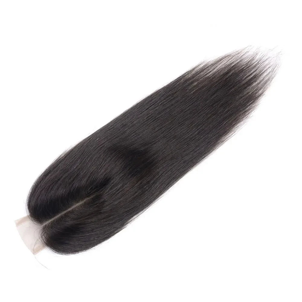 2x6 Lace Closure 100% Human Hair Transparent Lace Frontal For Black Women Brazilian Hair Pre-Plucked Middle Part Lace Closure