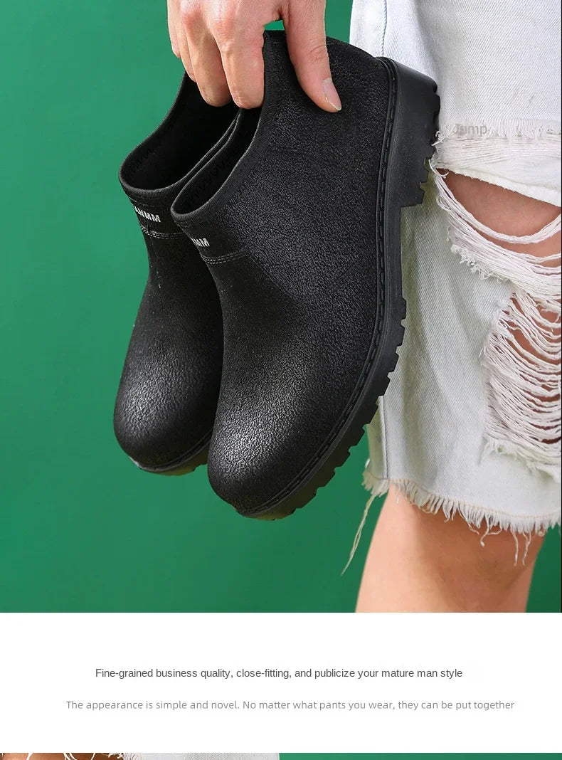 Men's Fashion Plastic Rain Boots  Spring and Autumn Non-slip Trend Low Cut Kitchen Fishing Work Car Wash Rubber Shoes Boots