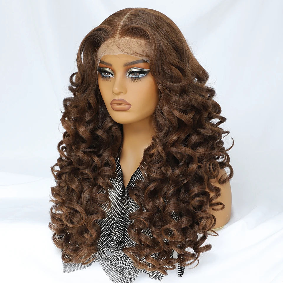 Latisha Lace Frontal Wig Synthetic 13x6 Curly Pre-Plucked Lace Frontal Wig With Baby Hair For Female 24" Lace Frontal Women Wigs
