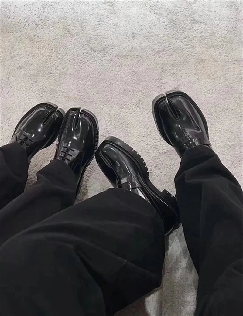 Classic Split Toe Loafers Women Brand Design Fashion Tabi Ninja Lace-up Casual Shoes Chunky Platform Flats Shoes Mujer 2025