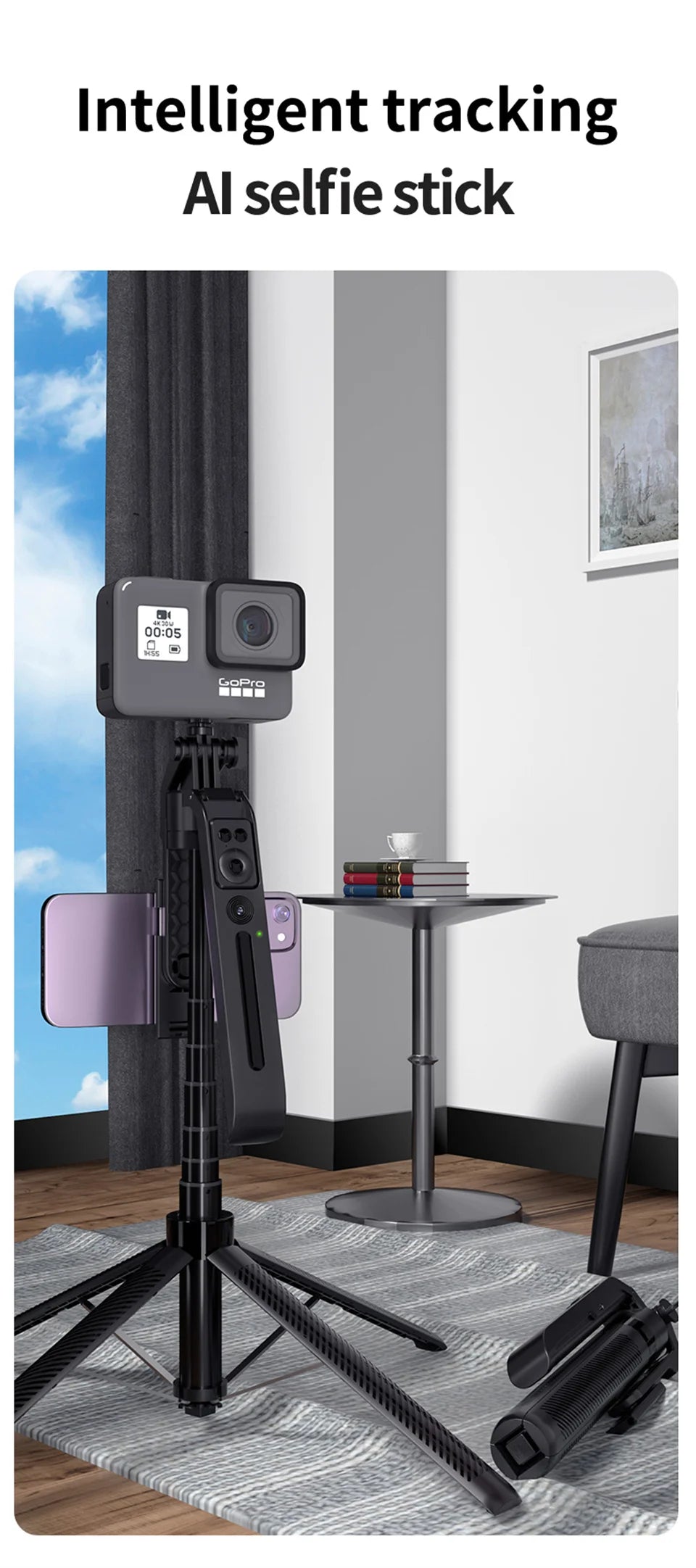 COOL DIER 2025 NEW Gimbal Stabilizer Wireless Selfie Stick Foldable Tripod Holder With Bluetooth Shutter Monopod For IOS Android