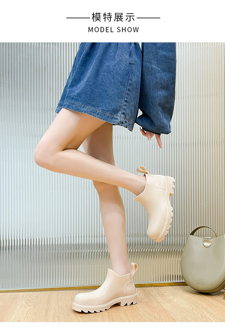 Fashion Women Waterproof Rain Boots Female Ankle Boots For Women Ladies Kitchen Rubber Boots Garden Work Water Shoes Galoshes