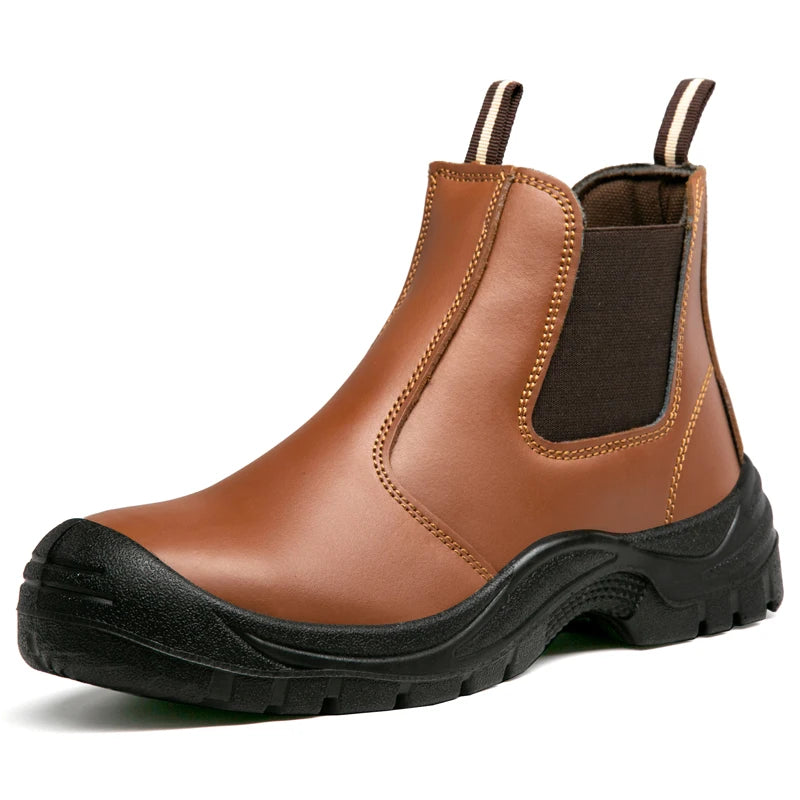 2025 New Work Safety Boots waterproof leather boots Men shoes Non-slip Indestructible shoes Protection boots Work shoes quality