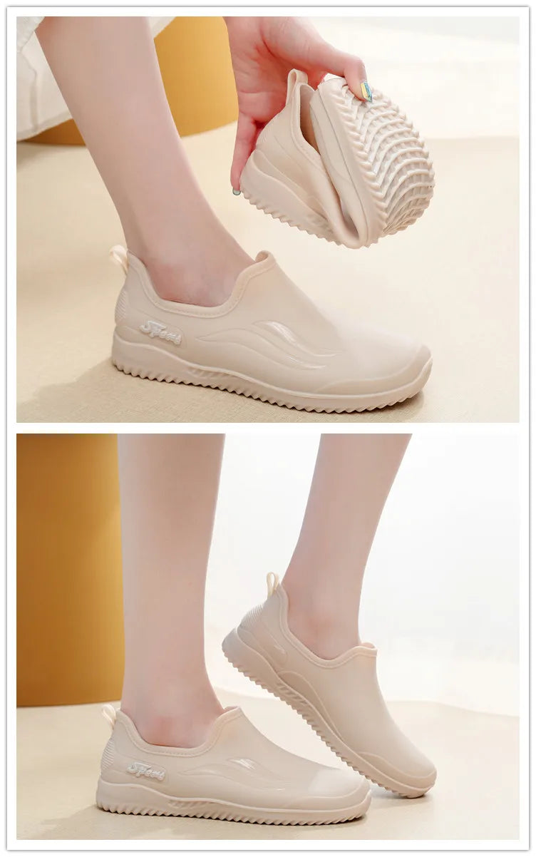 Low-top Rain Boots Women's Kitchen Water Boots Waterproof Exterior Wear Casual Flat Work Non-slip Lightweight Men's Rain Boots