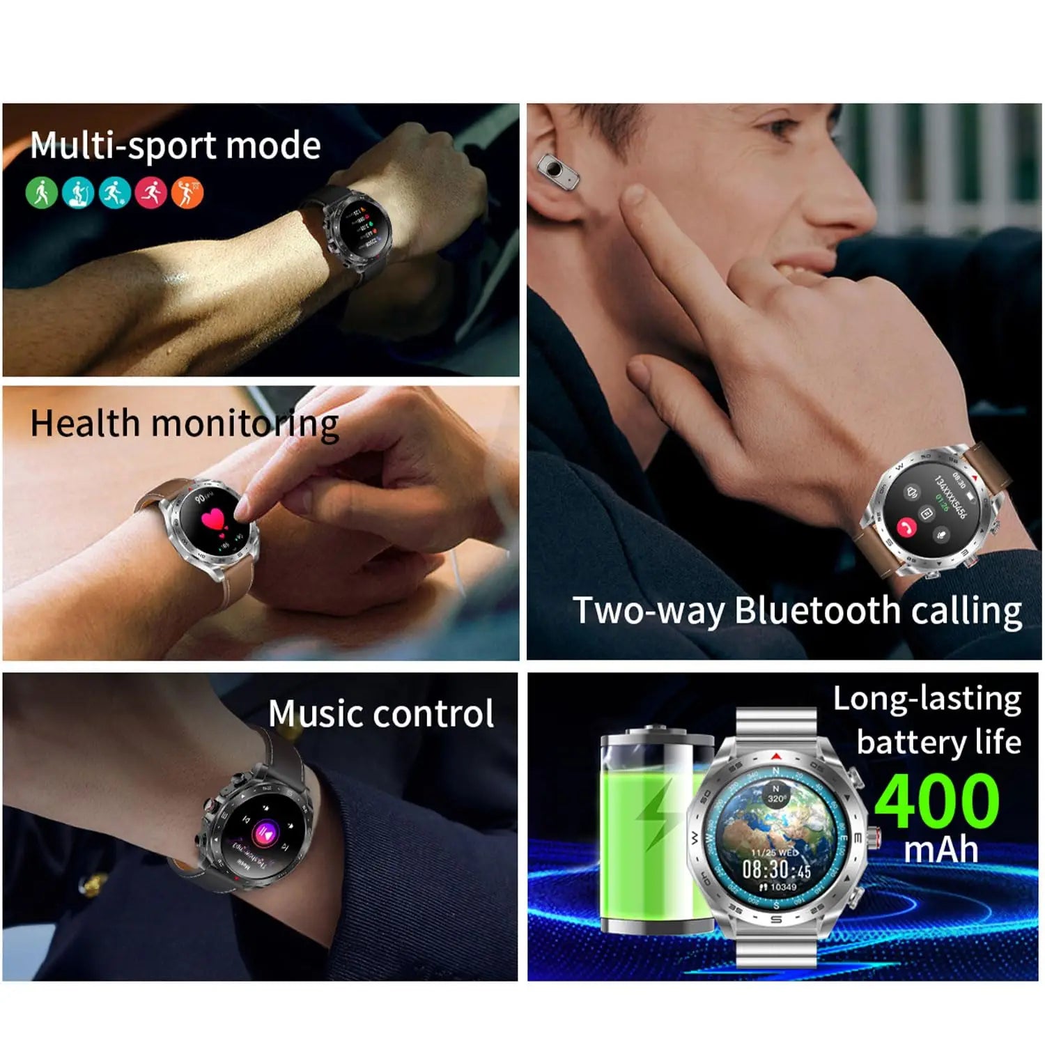 2024 New Smart Watch TWS 2-in-1 Bluetooth Earphones AI Voice SIRI Wake Up Motion Trajectory Tracker Men's and Women's Smartwatch