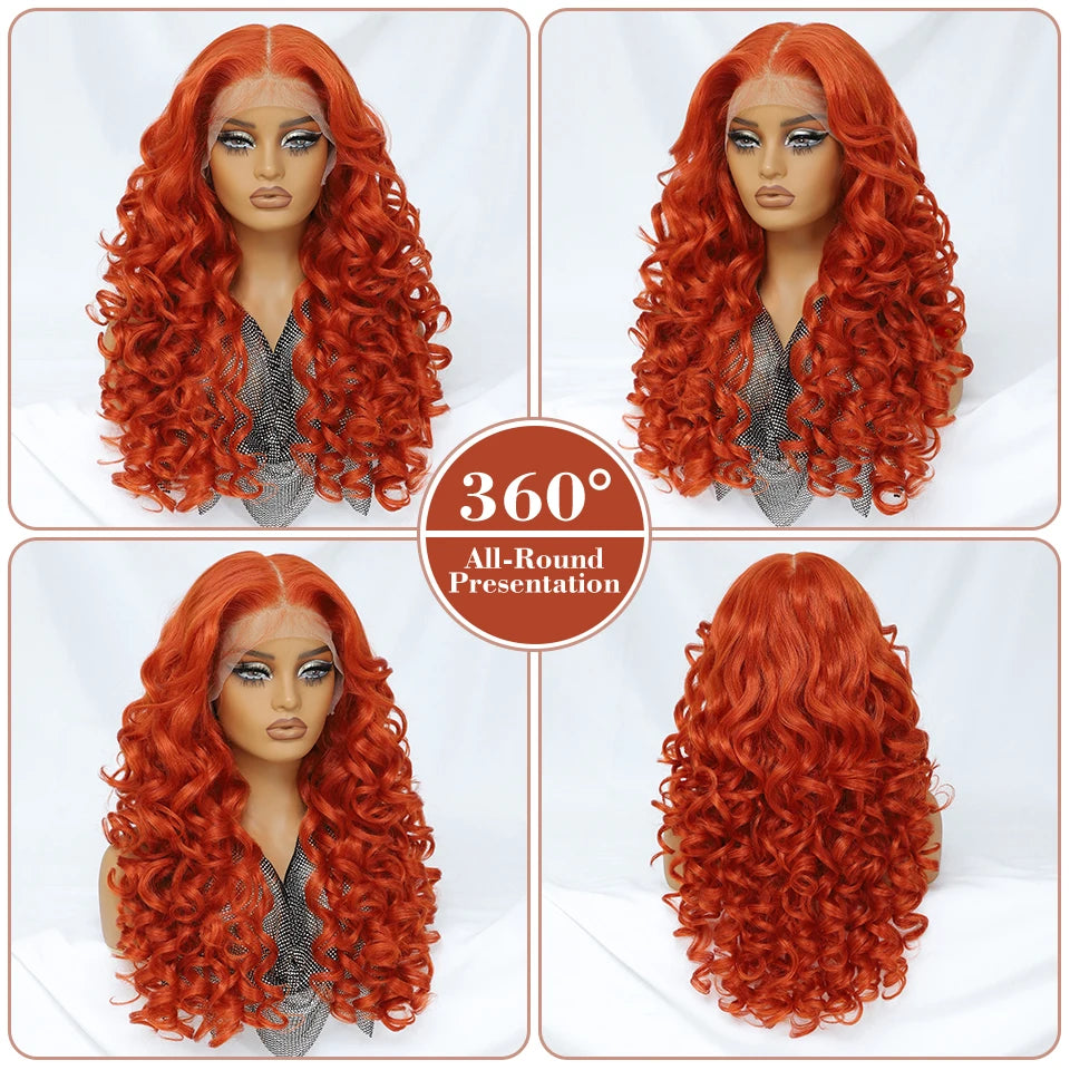 Latisha Lace Frontal Wig Synthetic 13x6 Curly Pre-Plucked Lace Frontal Wig With Baby Hair For Female 24" Lace Frontal Women Wigs