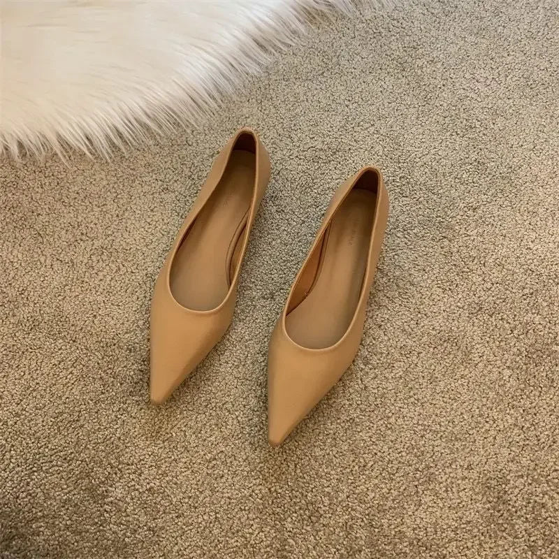 Women Low Heel Pumps Spring Autumn Pointed Shallow Mouth Soft Sole Single Shoe Ladies Work Shoes Female Solid Casual Heels Women