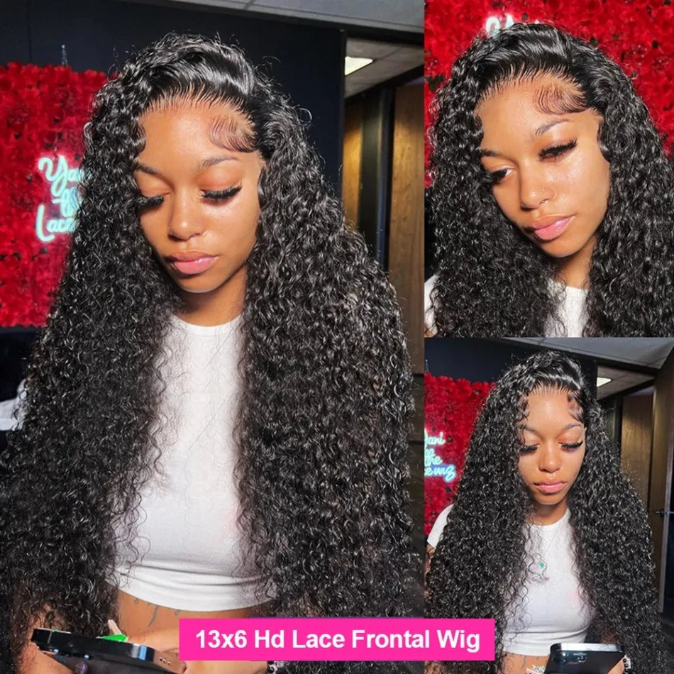 Deep Wave 13x6 Hd Lace Frontal Wigs 250 Density Women Water Wave Curly 13x4 Transparent Lace Front Highlight Wigs Human Hair
