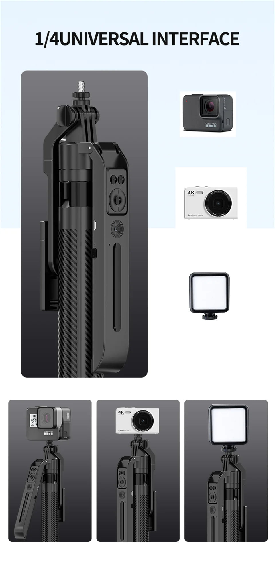 COOL DIER 2025 NEW Gimbal Stabilizer Wireless Selfie Stick Foldable Tripod Holder With Bluetooth Shutter Monopod For IOS Android