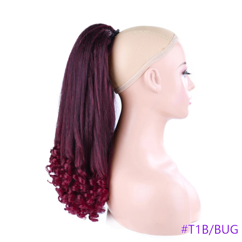 Synthetic Long Curly End Ponytail Extension Synthetic Draw-string Ponytail Clip-In Hair Extension For Women Natural Looking