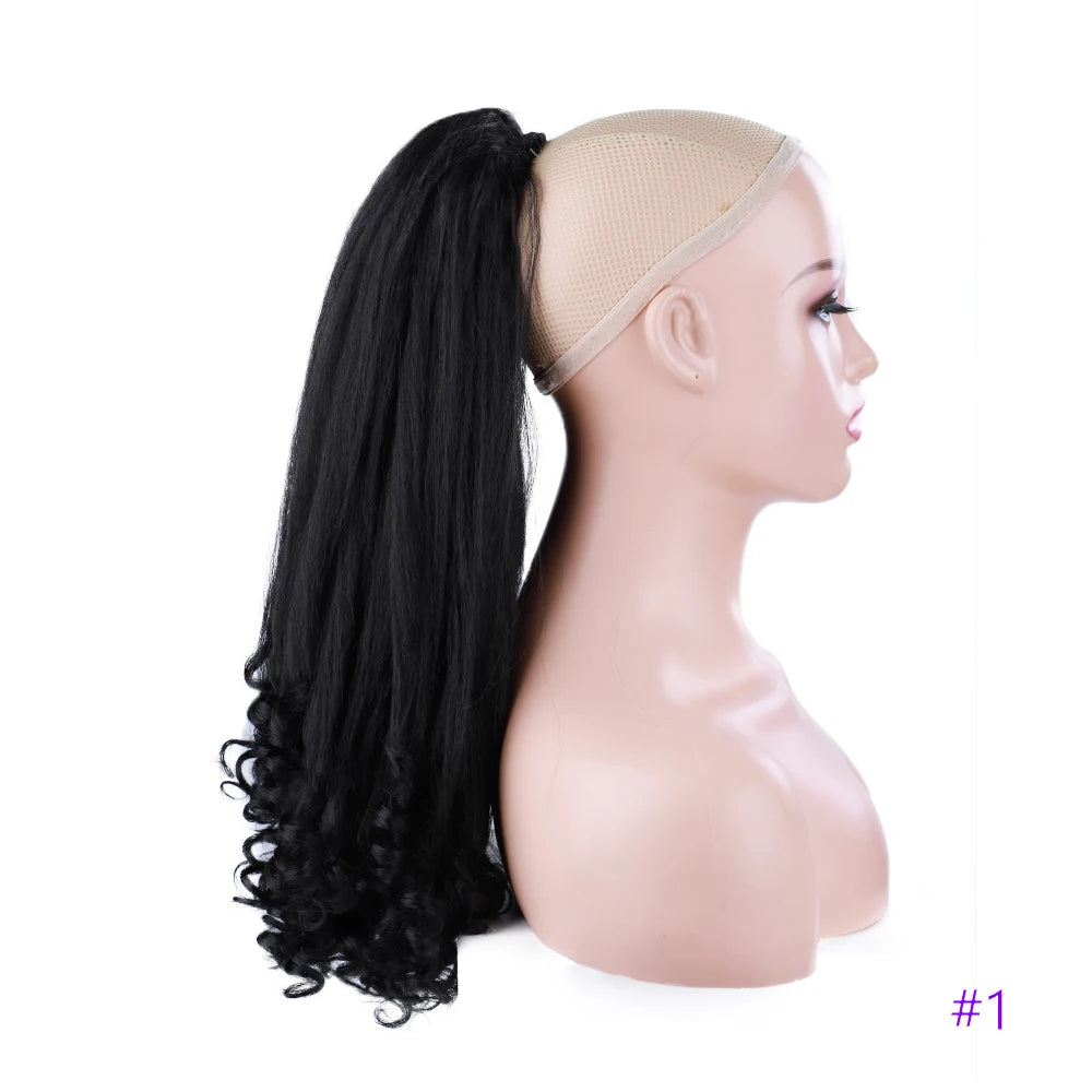 Synthetic Long Curly End Ponytail Extension Synthetic Draw-string Ponytail Clip-In Hair Extension For Women Natural Looking