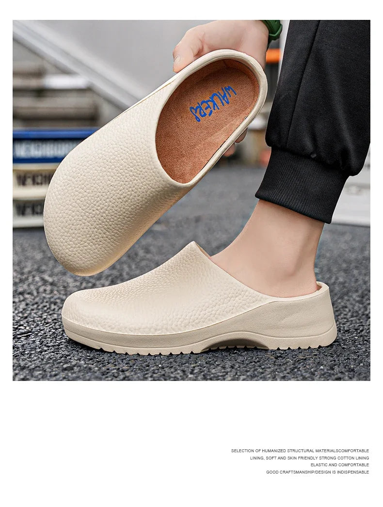 Men's Summer Slippers Non-slip Oil-resistant Chef Shoes Kitchen Shoes For Men Nurse Work Shoe Casual EVA Lightweight Soft Clogs