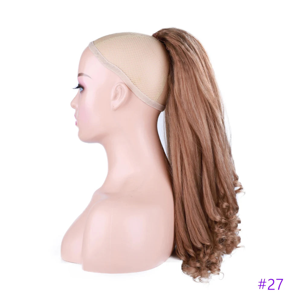 Synthetic Long Curly End Ponytail Extension Synthetic Draw-string Ponytail Clip-In Hair Extension For Women Natural Looking