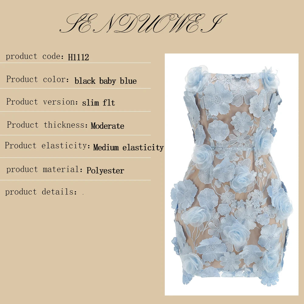 New sexy embroidered flower strapless dress, women's back tie adjustable party dress