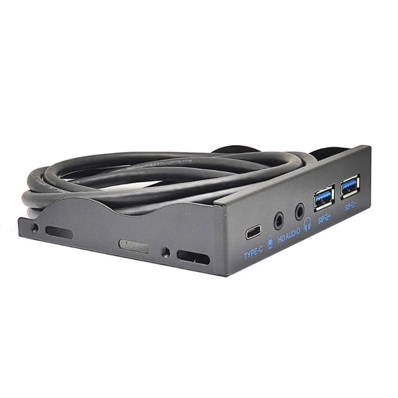 DN59 USB Front Panel for PC USB 3.2 Type C + 2x USB3.0 + 3.5mm Earphone Microphone for 3.5" Bay 10Gbps Front Panel