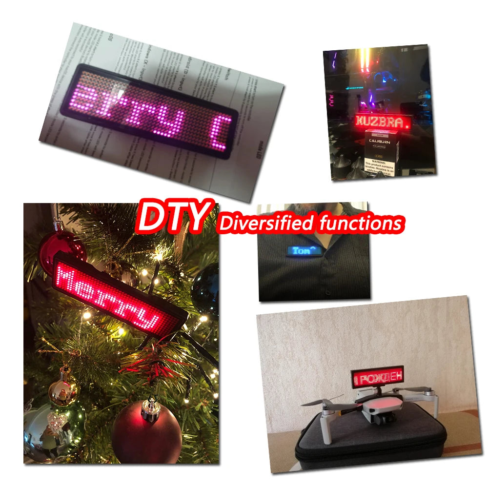 Bluetooth Led Name Badge Diy Programmable Scrolling Message Board Mini Lcd Display Pattern Display for Party Meeting