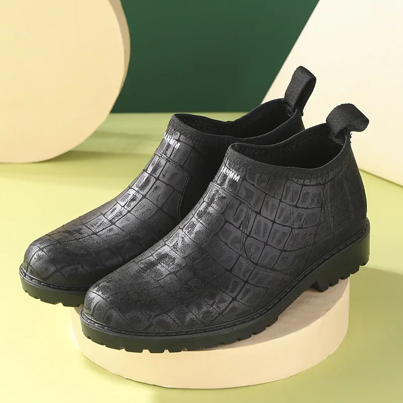 Men's Fashion Plastic Rain Boots  Spring and Autumn Non-slip Trend Low Cut Kitchen Fishing Work Car Wash Rubber Shoes Boots