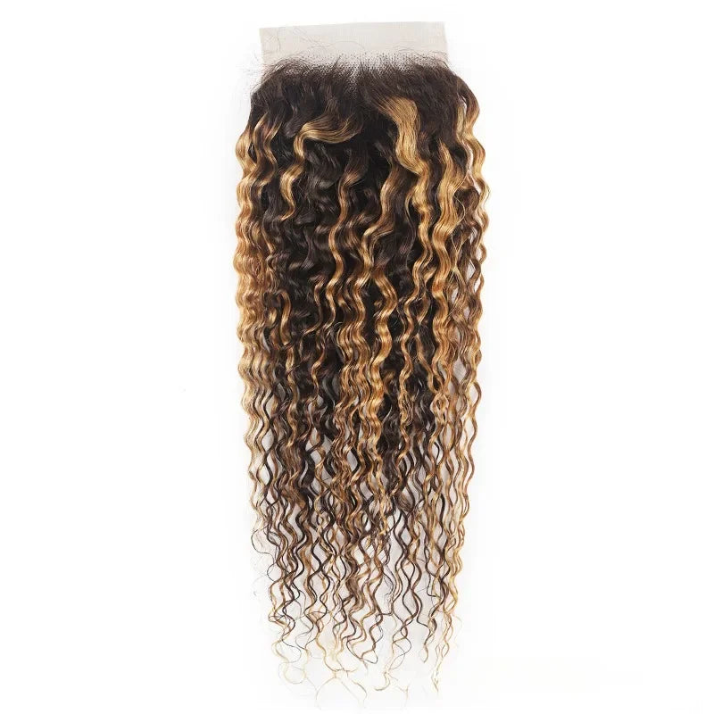 4x4 Lace Closure Human Hair 20Inch Highlight P427 Straight Body Wave Deep Kinky Curly Transparent Closure Brazilian Virgin Hair