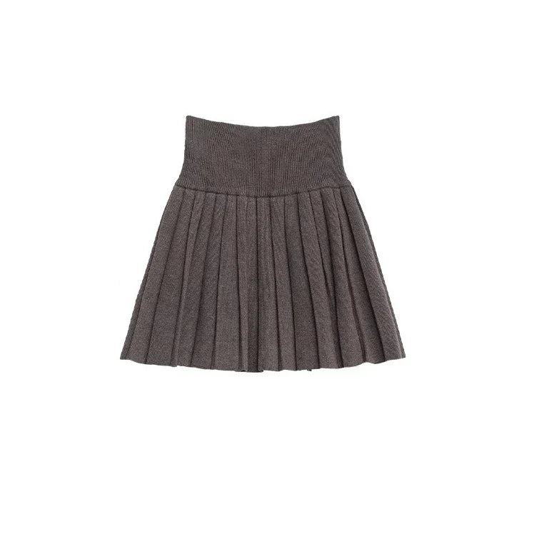 CHIC VEN Women Skirt Sets Solid Knitted Cardigan Short Sleeved Top Female Pleated Skirt Three Piece Optional Spring Autumn 2024