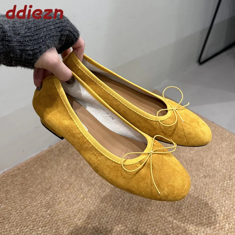 2025 New Female Shallow Women Ballet Flats Dance Shoes With Low Heel Footwear Fashion Round Toe Ladies Flats Slip On Shoes
