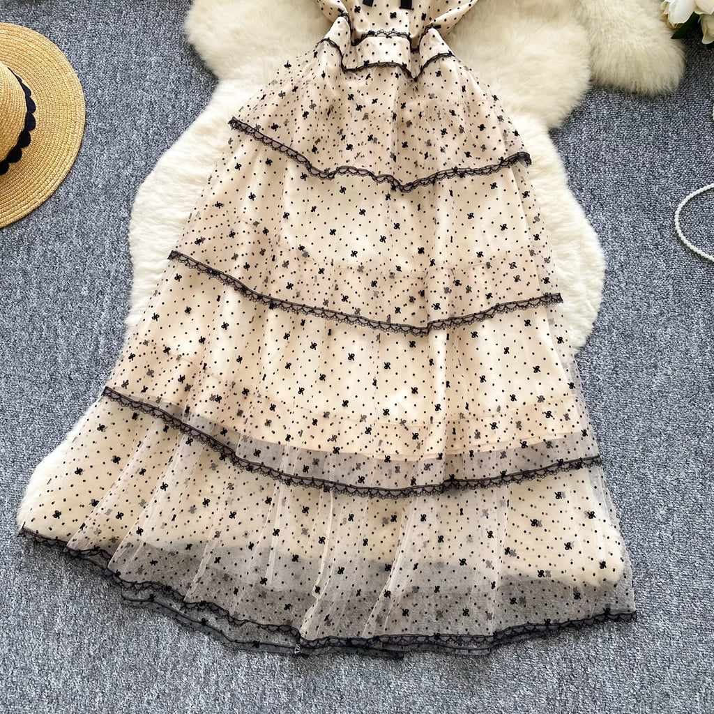 Ele Lace Splice Waist Cinched Me Dr Women's Summer New Sle Celebri Aosphere Super Fairy T Dr Skirt