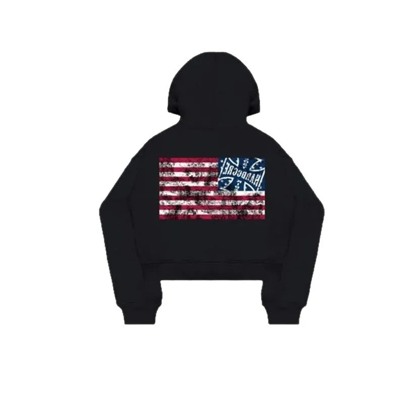 American retro American style new fashionable street style personalized hooded jacket casual suit sweatshirt street wear