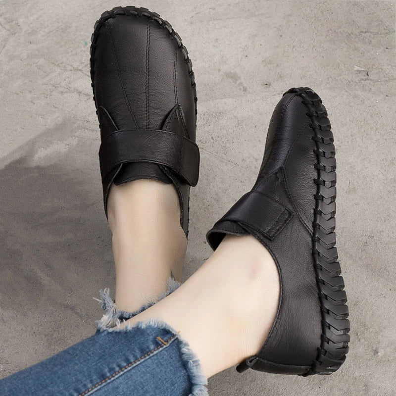 Ballet Flats Women Shoes Loafers Genuine Leather Woman Flats Slip On Women's Loafer Female Moccasins  Mom Work Shoes 35-42