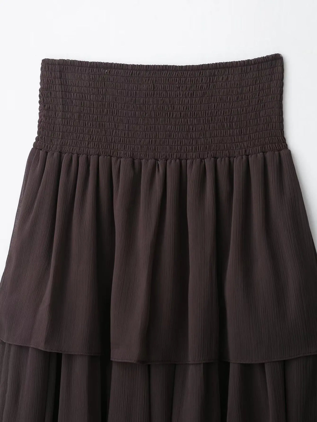 New High Street Women Brown Ruffled Pleated Midi Skirt High Elastic Waist Female Chic Lady Long Skirts