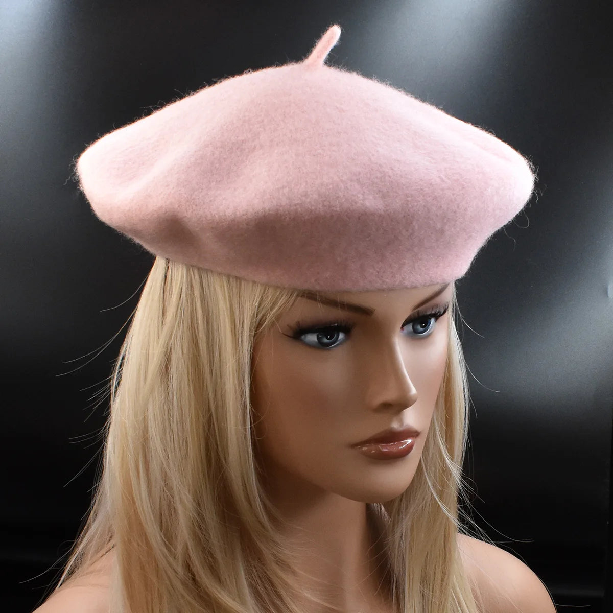 New Women black pink Berets Hat Fashion Solid Color Wool Knitted With Ladies Beanie Beret Hat Warm Autumn and winter Cap