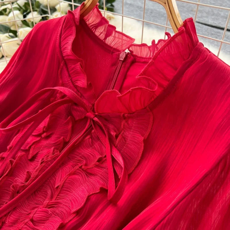 Elegant Lace Splice Mermaid Dress Autumn Clothes Women Lantern Sleeve Bodycon Maxi Long Dresses Evening Party Club Dress Vestido