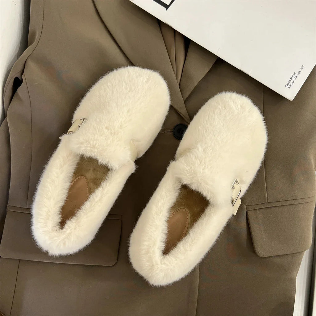 Autumn Women's Flat Shoes New Keep Warm Fur Flat Slip on Casual Shoes for Women Loafers New Fashion Light Women's Walking Shoes