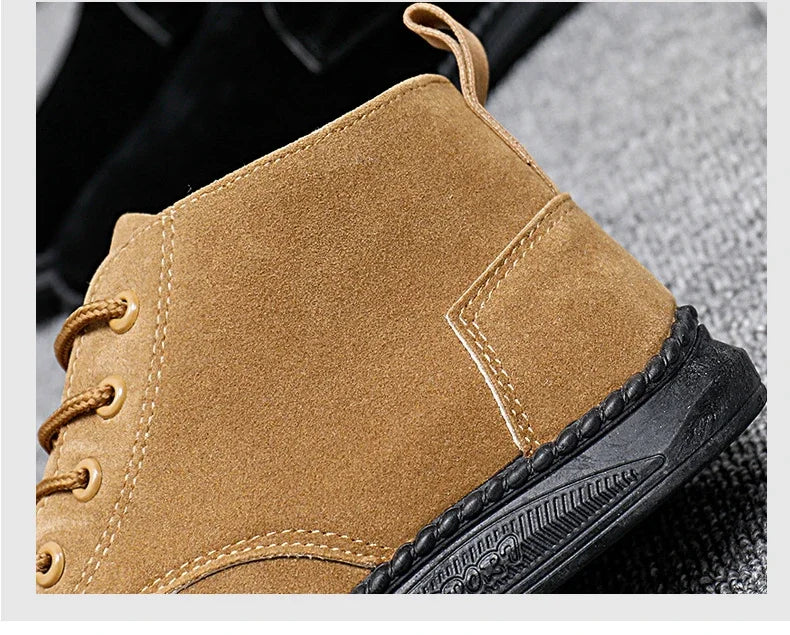 2025 New Men Shoes Luxury Suede Men Chelsea Boots Fashion Comfortable Lace Up Ankle Boots Outdoor Casual High Quality Men Boots