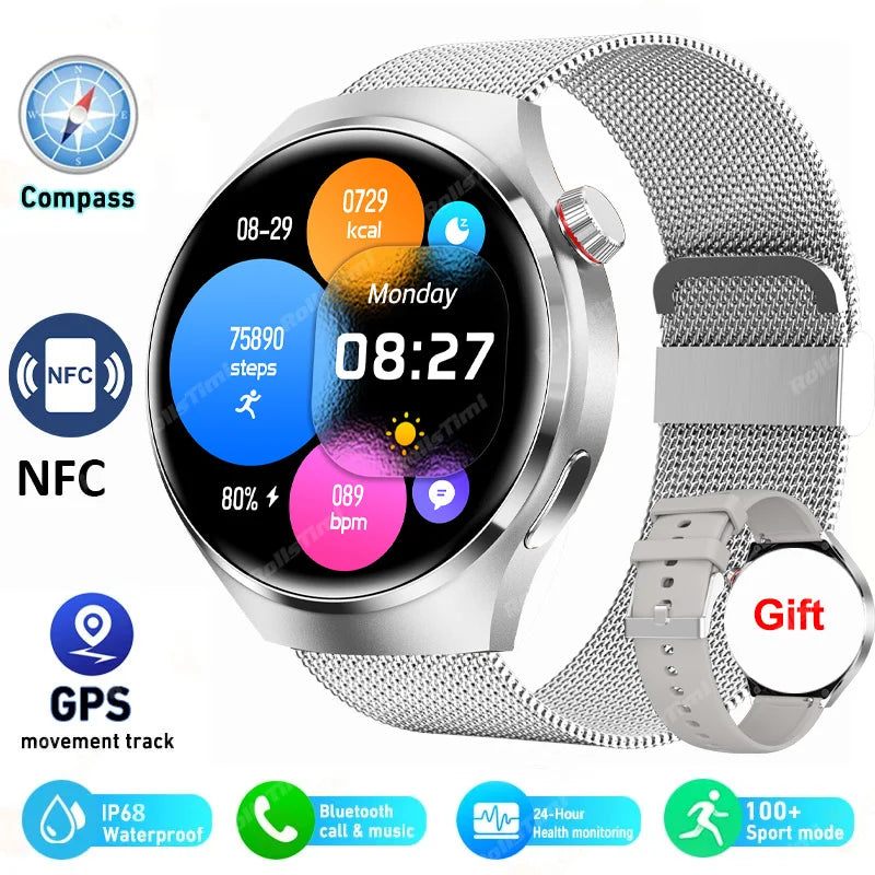 2025 New Smart Watch Heart rate Health Monitor Bluetooth Call NFC GPS Tracker IP68 Waterproof SmartWatch Men Women For HUAWEI
