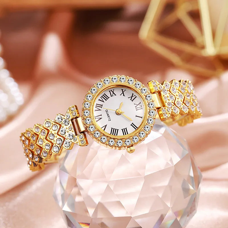 1/3PCS Luxury Rhinestone Women Watches Fashion Roma Dial Quartz Watch for Women Clock（Without Box）