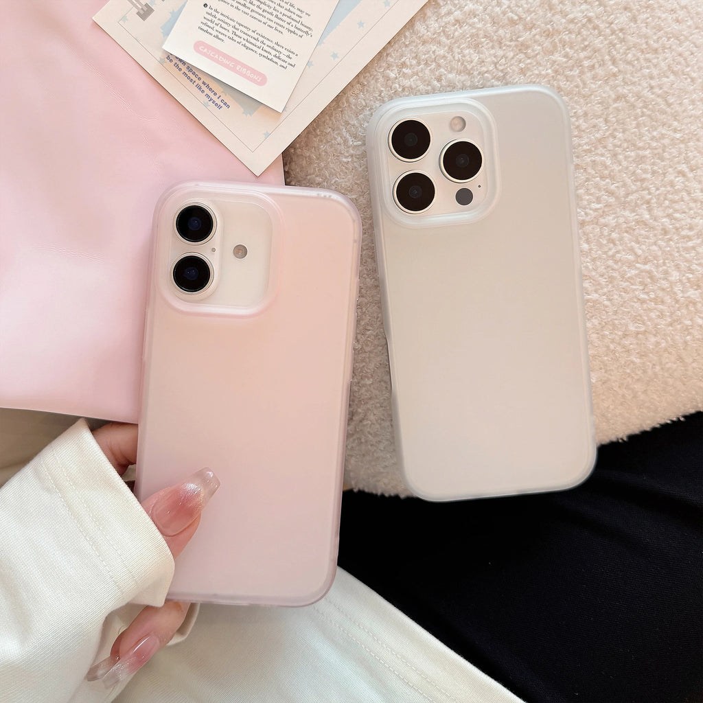 Simple Transparent Pink Transparent White Solid Color Soft Matte Protective Phone Case for iPhone 11 12 13 14 15 16 17 Pro Max