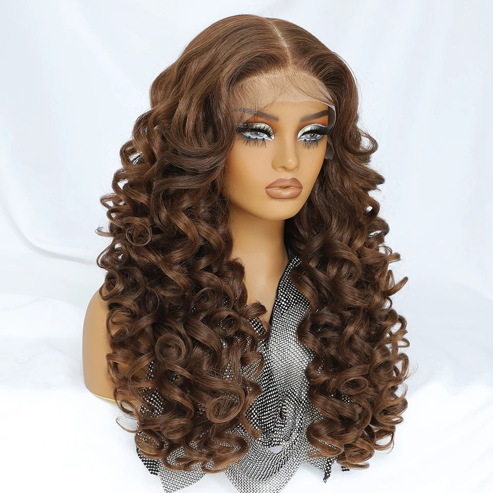 Latisha Lace Frontal Wig Synthetic 13x6 Curly Pre-Plucked Lace Frontal Wig With Baby Hair For Female 24" Lace Frontal Women Wigs
