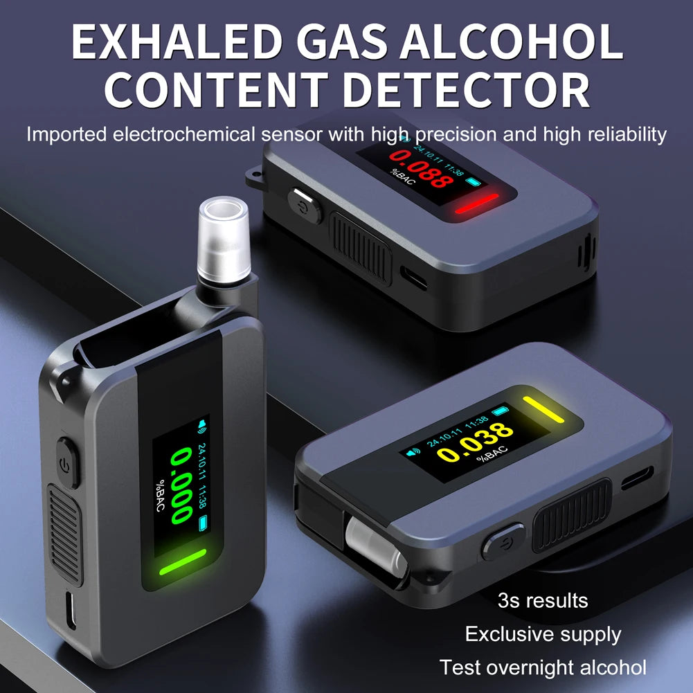 Electrochemical Alcohol Tester High Precision Non-Contacting Electronic Breathalyzer Portable Alcohol Meter for Professional Use