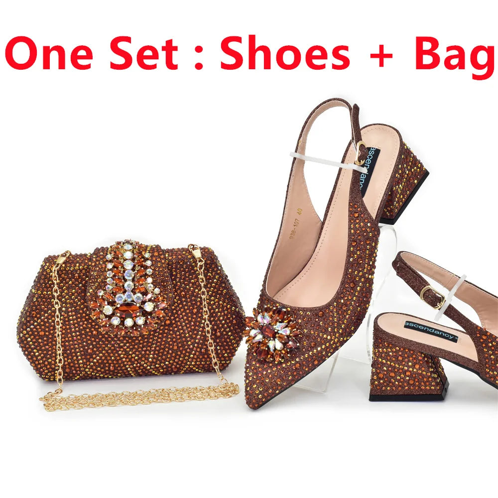 New Arrival Women Shoes and Bag Set African Ladies Pumps Match with Handbag Sandals Clutch Fashion Escarpins Femmes Sandales