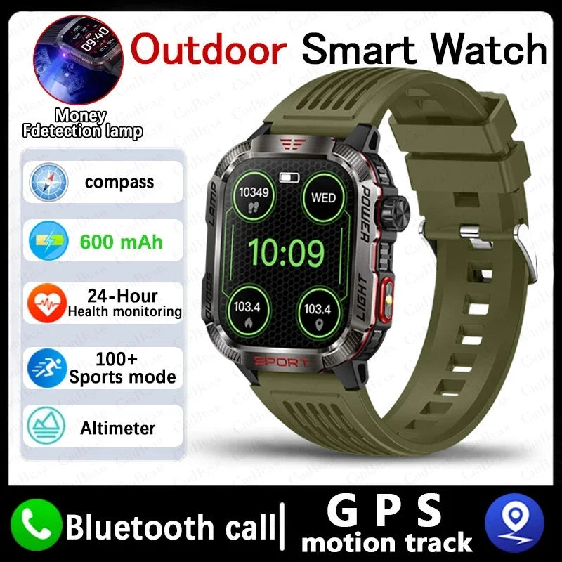 2025 New  Xiaomi  Military GPS Smart Watch Men Flashlight Compass Waterproof Outdoor Sport Tracker Bluetooth Call Smartwatch