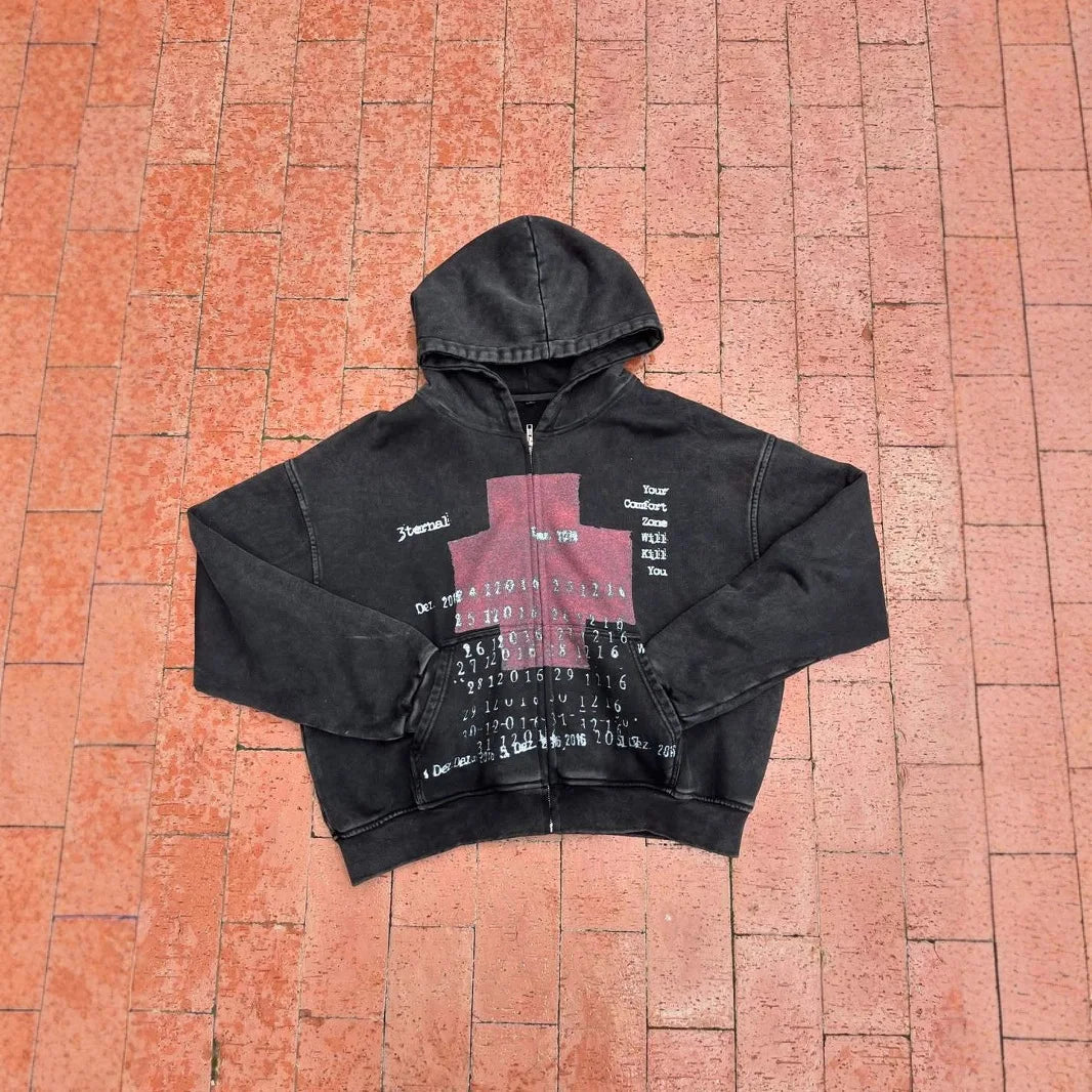 American retro hoodie 2025 new personalized printed sweatshirt long-sleeved pullover hoodie jacket street trend hot sale