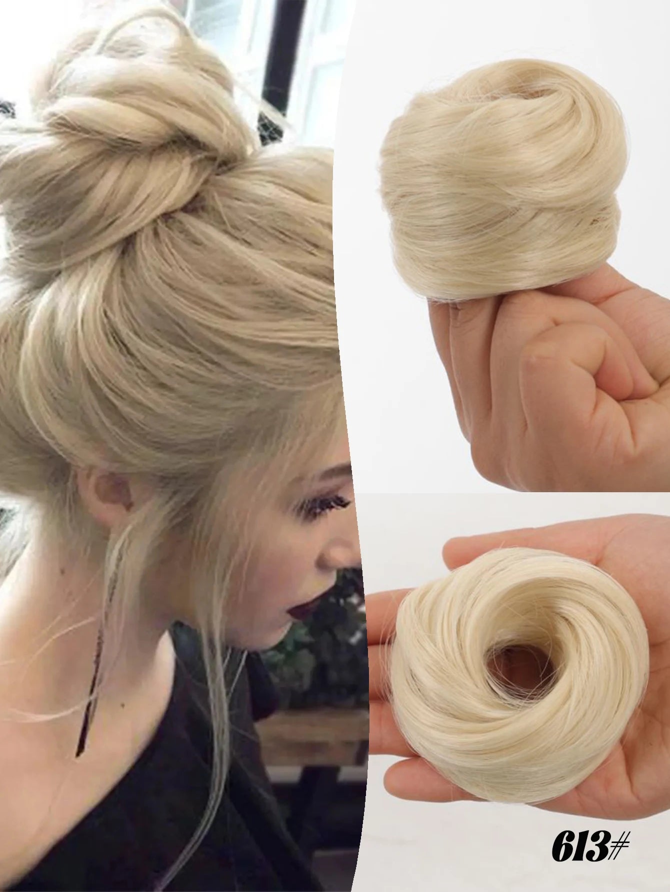 YELOWTIM Synthetic Chignon Elastic Rubber Band Fake Hair Bun Clip in on Hair Tail Extension Updo Hair Piece Ponytail For Women