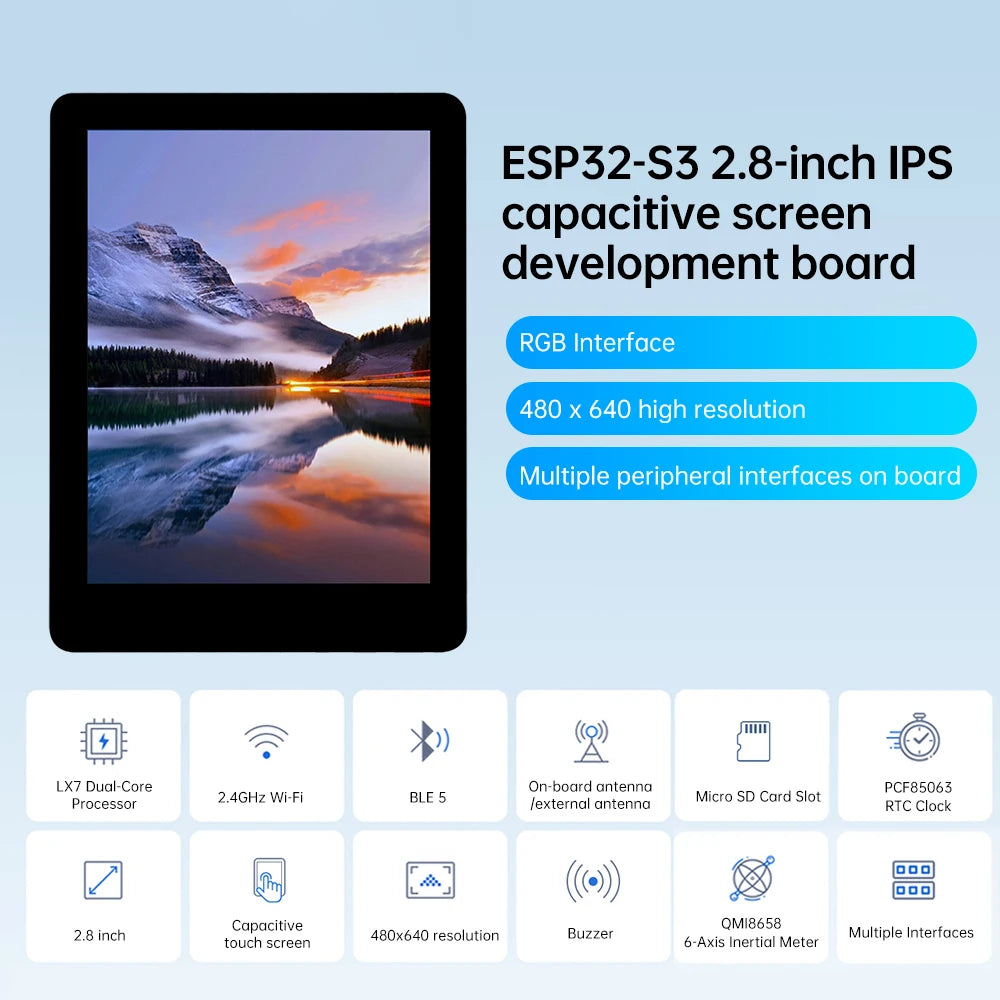 ESP32-S3 2.8 Inch LCD Screen Wifi Bluetooth Development Board Capacitive Touch Display Development Board Optional