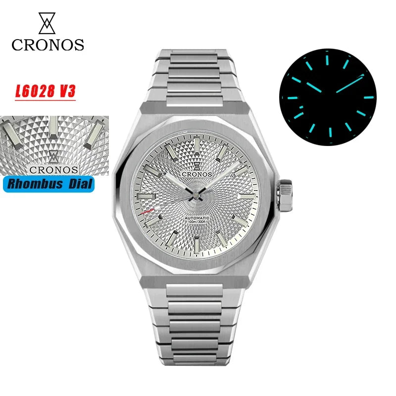 2025 Cronos L6028 New Dial Limited 39mm PT5000 See-through Caseback Men Automatic Wristwatches 10ATM Lumious V3 Watches for Men