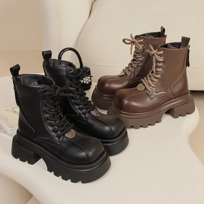 Women Flats Ankle Cool Boots Autumn Designer Platform Shoes 2024 New Brand Fashion Dress Chelsea Boots Walking Zapatillas Female