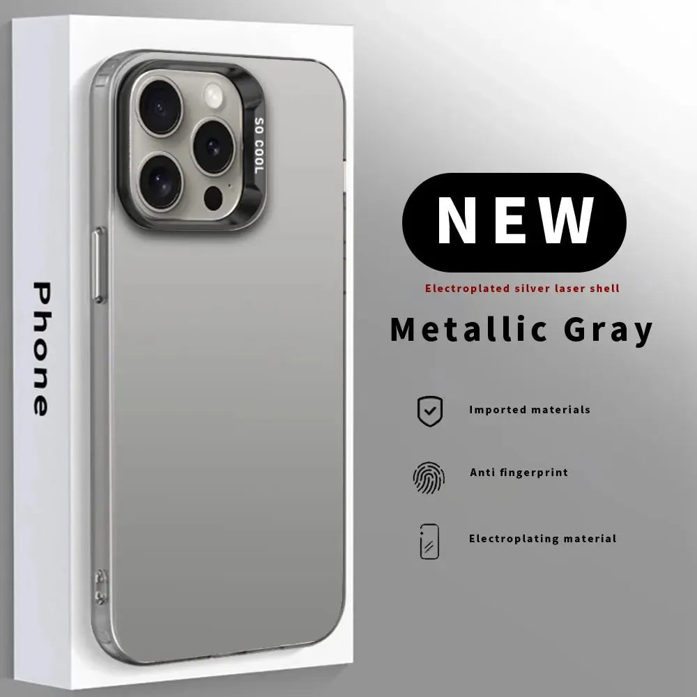 1PC B-BM Phone Case Phone Case IMD Color Silver Shell For IPhone 16 15 14 13 12 11 Pro Max Plus