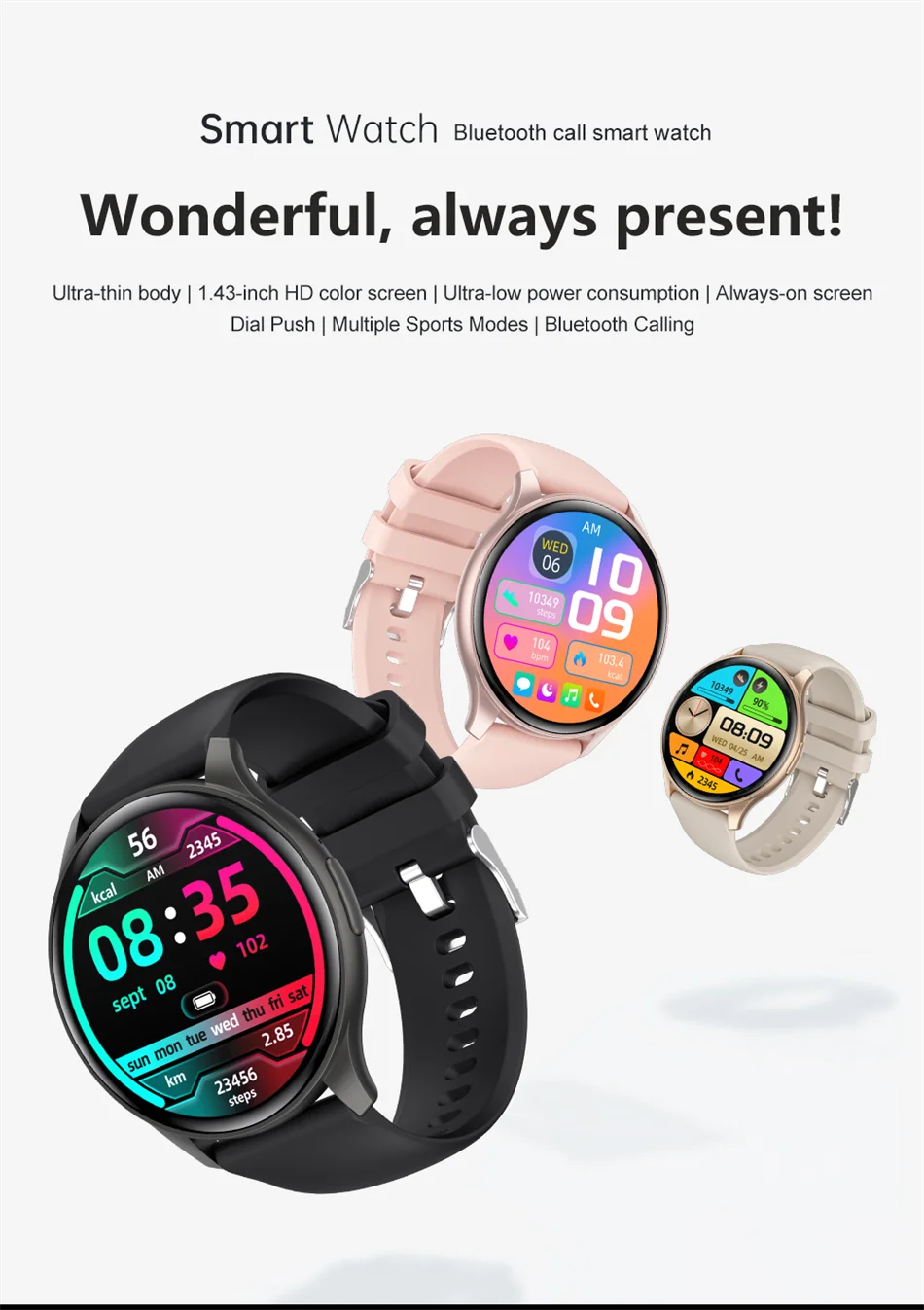 2025 New For Xiaomi Huawei 1.43 inches Bluetooth Call Smartwatch Women Men AMOLED 466*466 HD Pixel Display Smartwatches Ladies