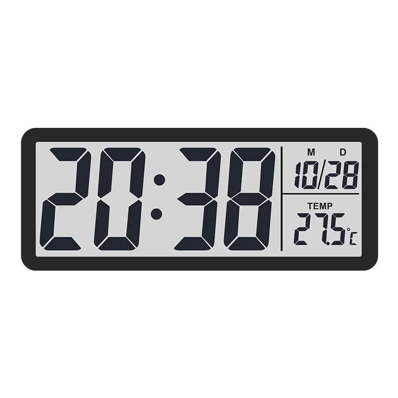 LCD Digital Wall Clock Time with Date Temperature Display Electronic Alarm Clock Modern Table Clock for Bedroom Home Decoration
