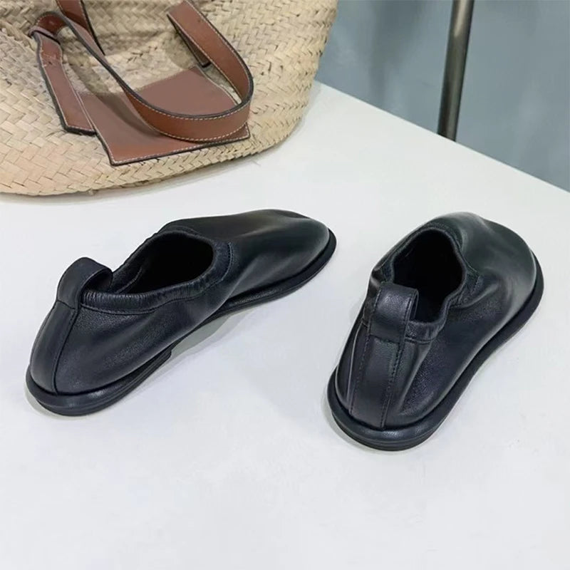 High Quality Suede Leather Loafers Women Round Toe Slip-On Casual Flat Shoes Woman Daily Lightweight Comfort Walking Shoes Woman