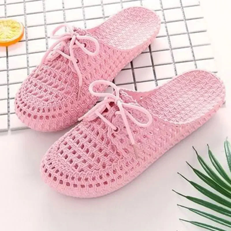 Summer Ladies Baotou Slippers with Hollow Fashion Soft Bottom Hole Shoes Women Wear Beach Sandals and Slippers